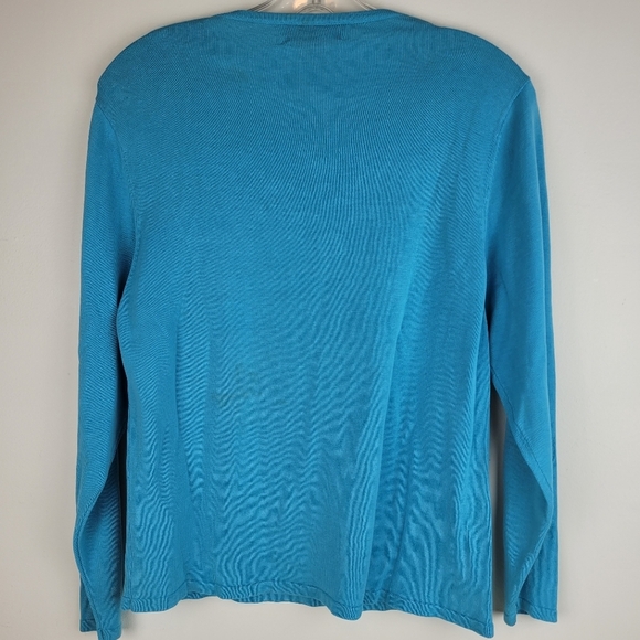 Bobby Phan silk teal lightweight long sleeve sweater martinis festive party XL - Picture 4 of 10